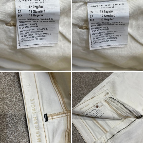 American Eagle womens mom jeans sz 12R high waist off white distress denim retro - Picture 10 of 12